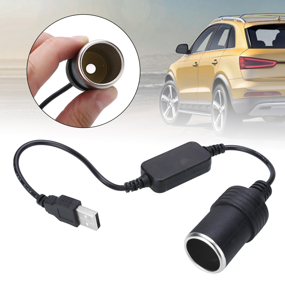 bộ chuyển đổi ổ cắm điện đầu USB 5V sang 12V cho xe hơi