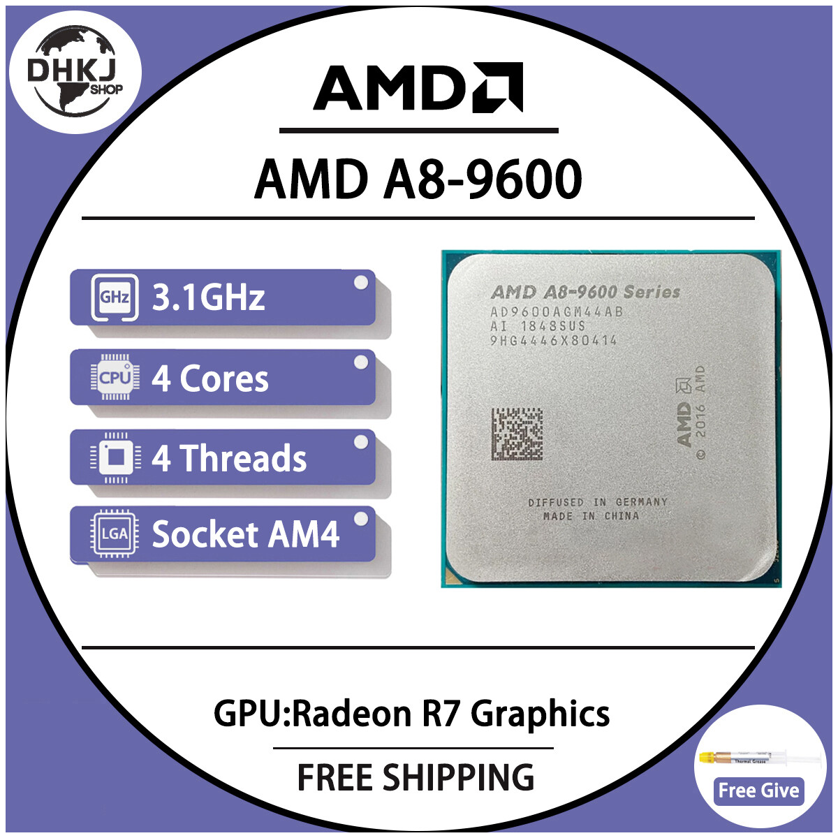 Ipason Amd A8 9600 8Gb Ddr4 500Gb Hdd Gaming Pc With