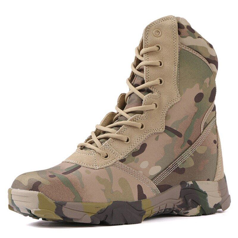 2020 Men Travel Military Camouflage Casual Boots Genuine Leather Delta