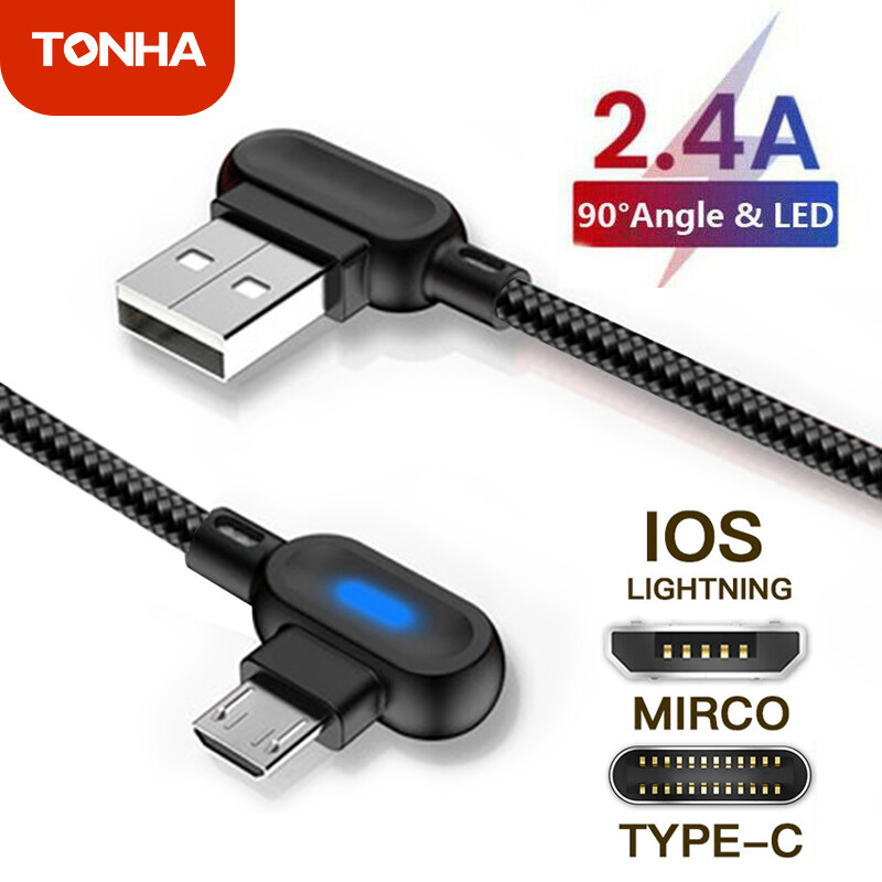 Tonha cáp usb type c / micro /iphone 2.4a cho samsung huawei xiaomi cáp sạc usb-c sạc nhanh cáp điện thoại di động
