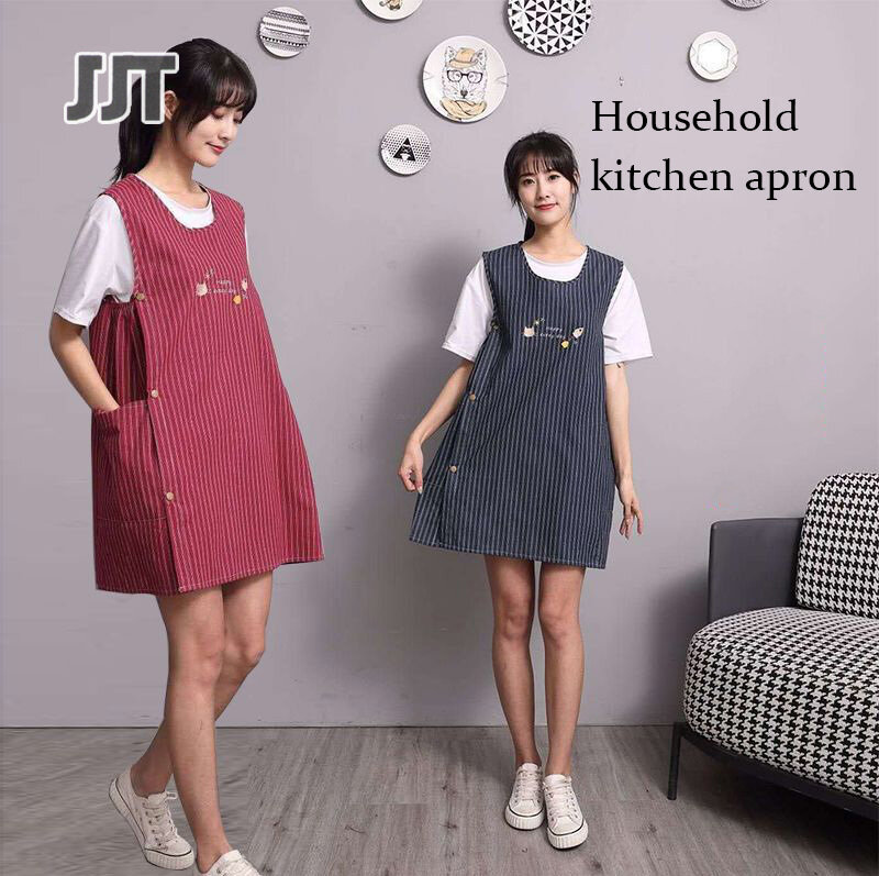 JJT Tạp dề bông nhà bếp Mặc áo vest chống Suit-dress cho mỹ nhân tạp dề thoáng khí cho phụ nữ tạp dề vải bông và vải lanh tạp dề bông Tạp dề quanh eo trong nhà bếp Tạp dề chống dầu tạp dề bảo vệ