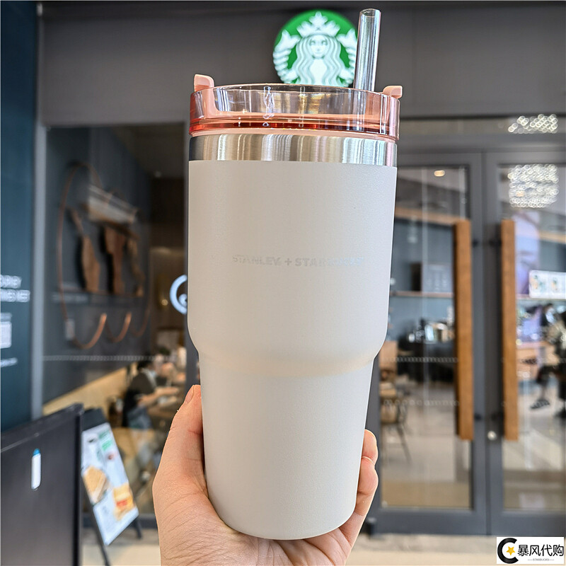 Starbuck cửa hàng chính thức starbuck nắp đậy bột màu xám cốc ống hút thép không gỉ stanley cốc cầm tay nhỏ tươi mát cho xe hơi cốc nước quà tặng starbuck cửa hàng văn phòng malaysia cốc cà phê starbuck