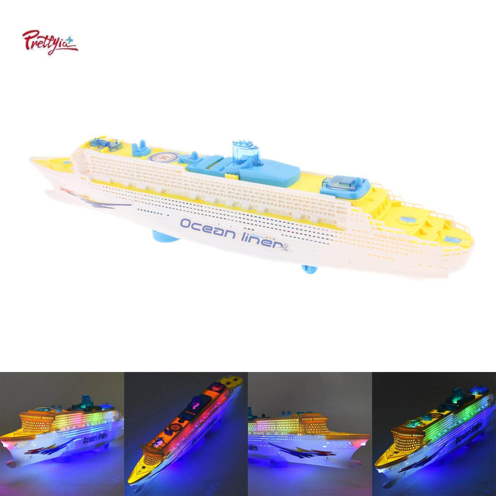 Prettyia lót thuyền đồ chơi chạy điện ánh sáng đèn LED tiếng còi
