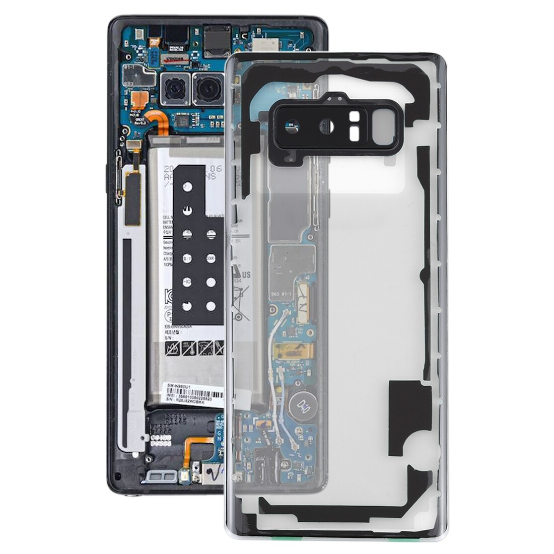 Ốp lưng trong suốt với vỏ ống kính máy ảnh cho samsung galaxy note 8 / n950f n950fd n950u n950w n9500 n950n