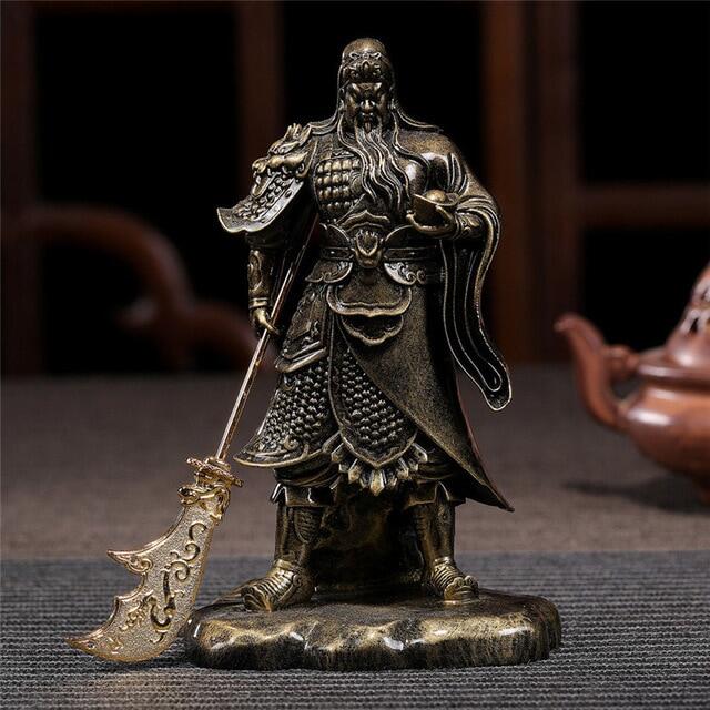 Quan công phong thủy trung quốc tượng phật, tượng phật lớn thủ công bằng nhựa resin màu đồng tượng điêu khắc thủ công, trang trí nhà cửa