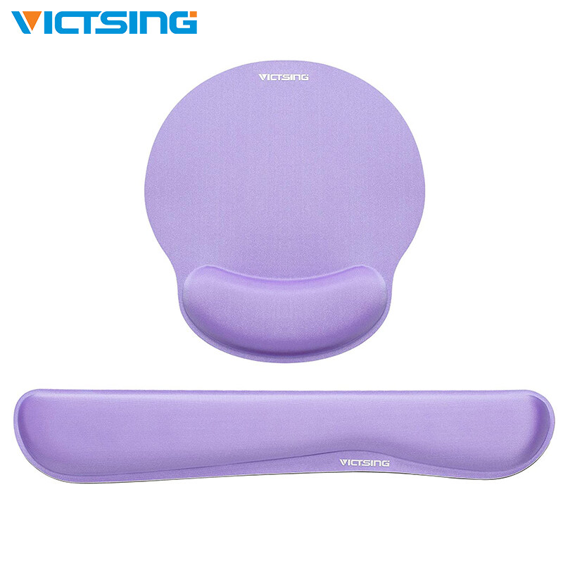 VicTsing PC237 แป้นพิมพ์ข้อมือและแผ่นรองเมาส์ที่มีการสนับสนุนข้อมือ,แผ่นรองเมาส์ที่ใช้ได้อย่างสบายแผ่นรองเมาส์,ทนทานและสบายน้ำหนักเบาสำหรับพิมพ์ได้ง่าย,บรรเทาอาการปวด,โฟมหน่วยความจำแผ่นแป้นพิมพ์ชุดสีดำ