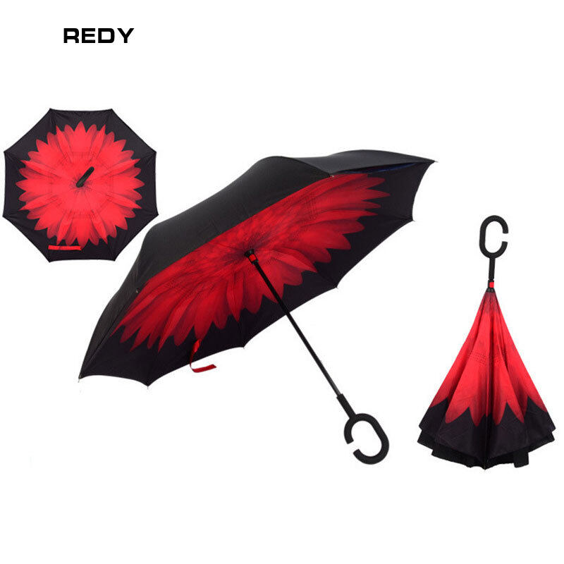REDYกันลมกลับด้านร่มแบบพับคู่ชั้นInverted Self Standป้องกันฝนตกC-Hookมือ