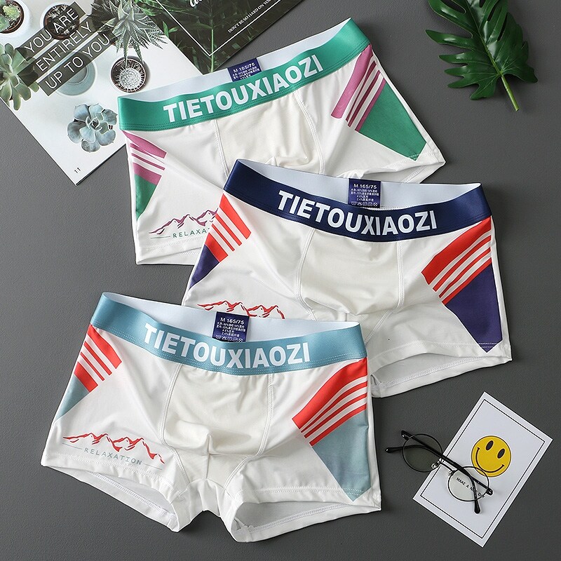 Men's ice silk underwear summer thin section cool boxer pants personality trend sports breathable boys boxer bottoms