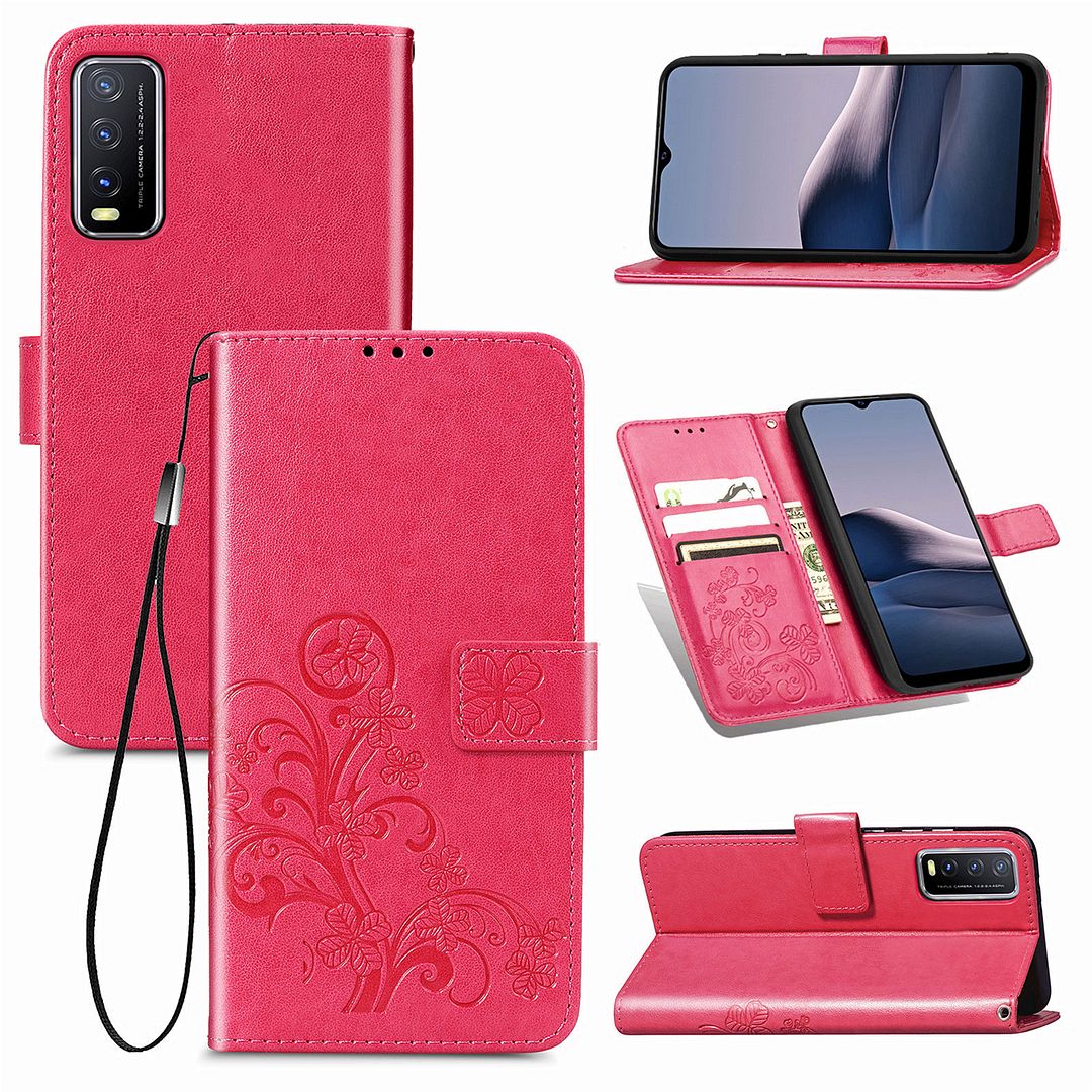 2022 new design For vivo Y20 / vivo Y20i (6.51 ) Case, Clover Embossing Solid color Phone Casing Flip Advanced Business PU Leather Cover Stand Support Bracket Succinct Wallet