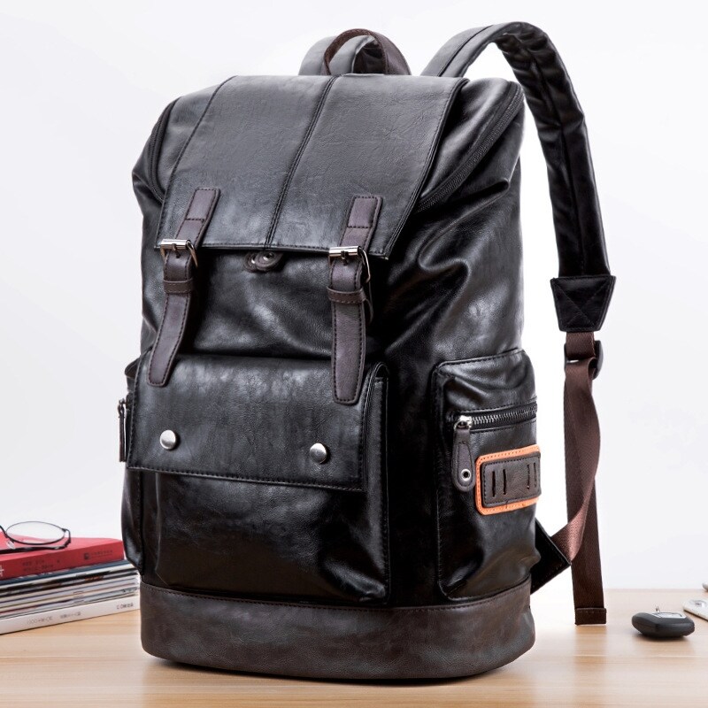 【Hot Sale】 Men Pu Large Antitheft Men 39;s Laptop Bag Black Bagpack Boy Male Business Shoulder