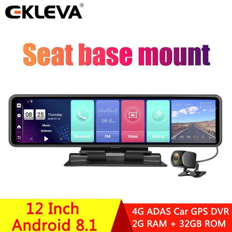 EKLEVA 12 Inch Triple screen 4G Android 8.1/13 Car RearView Mirror Camera 12” ADAS DVR Dash Cam Wifi GPS Navigator Dashcam Cameras ราคา 4,202 บาท*ส่งฟรี