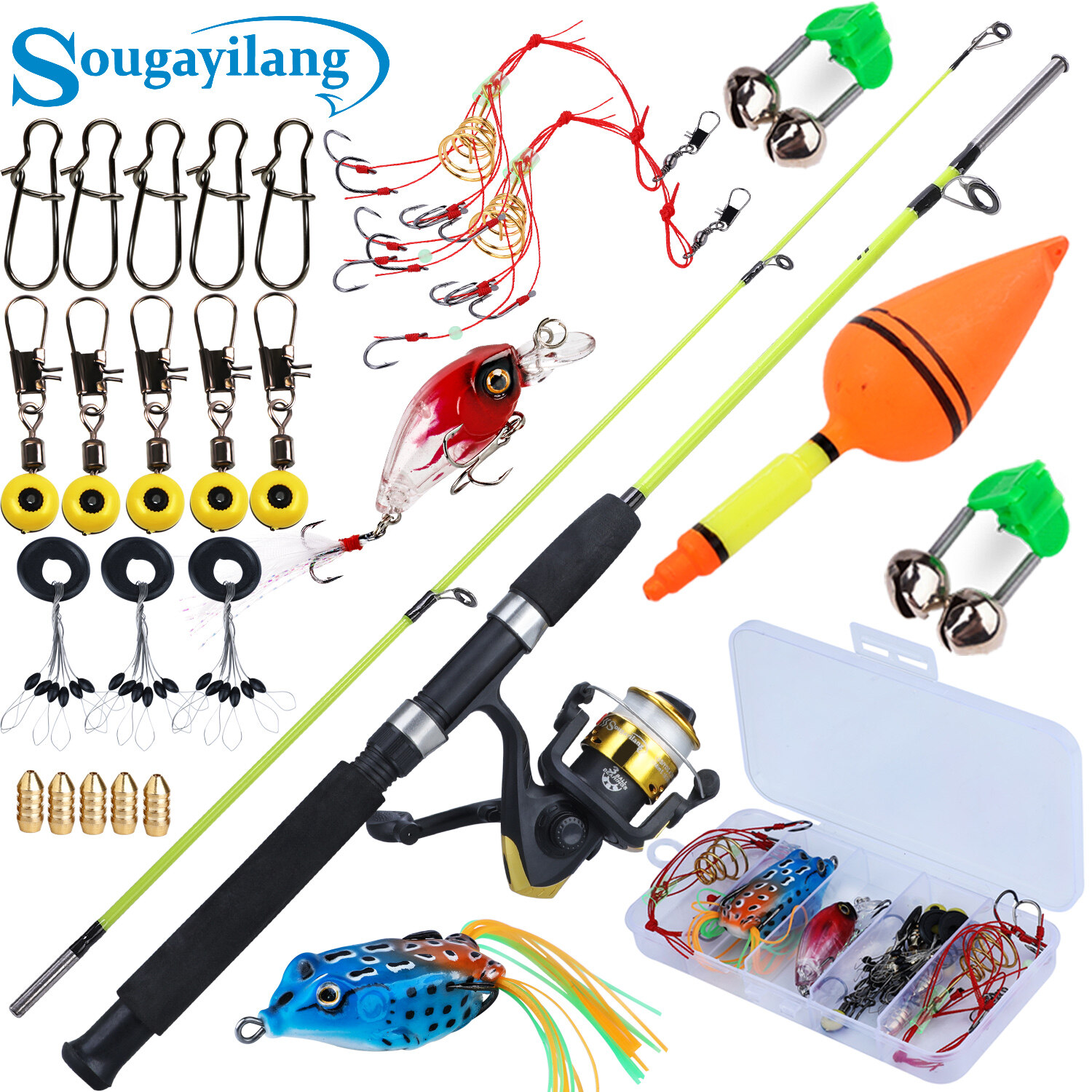 Sougayilang Bộ Hoàn Chỉnh Cần Câu Giá Rẻ Cần Câu 1.8M/1.2M Và Máy Câu Tỷ Số Truyền Động 5.2:1 Với Bộ Phụ Kiện Câu Cá Bộ Đầy Đủ Cần Câu 4 Màu