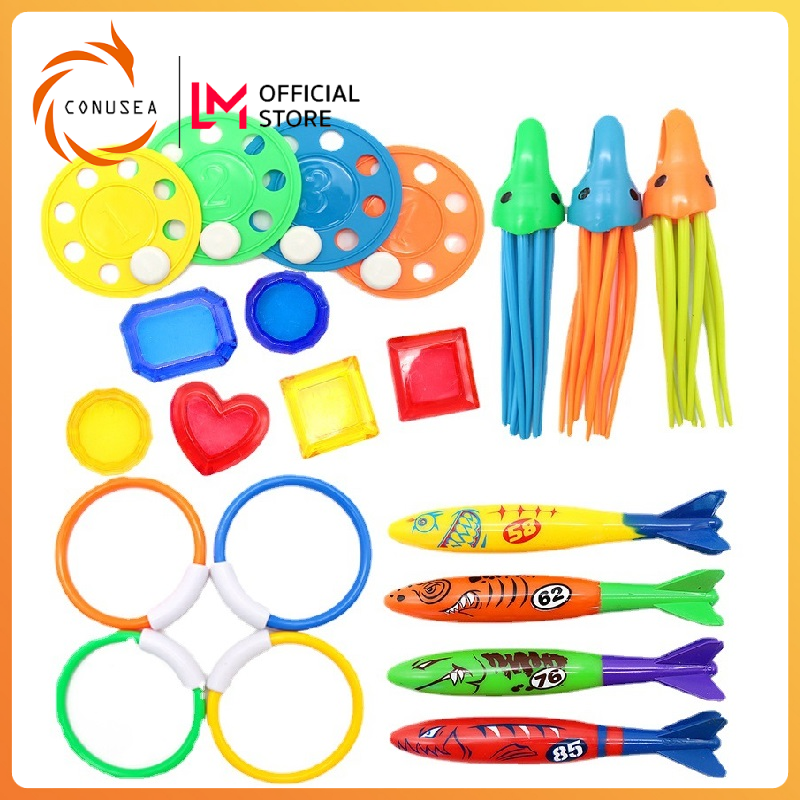 Conusea đồ chơi lặn bể bơi trẻ em săn tìm kho báu lặn ngư lôi vòng nước đồ chơi nước kim cương