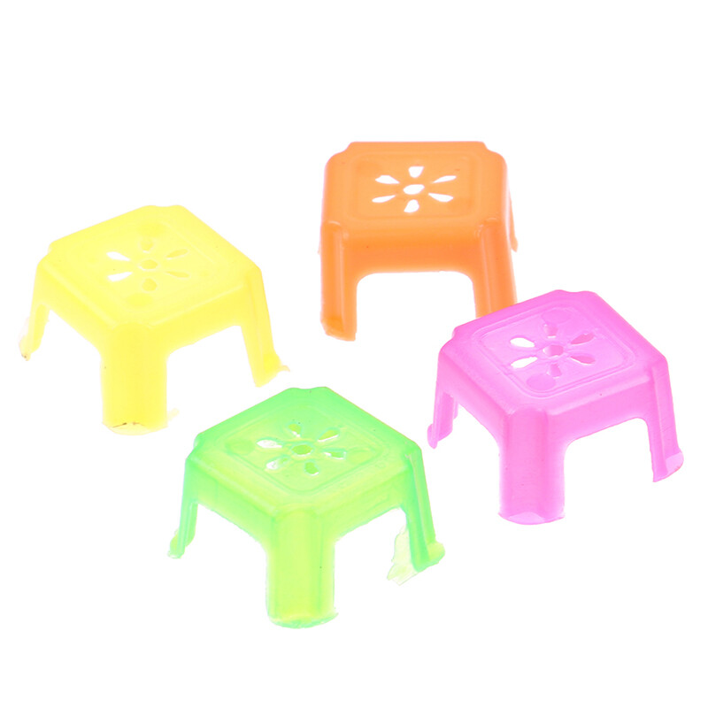 FOO PINGZ 4pcs Mini plastic toy small square stool model play house chair