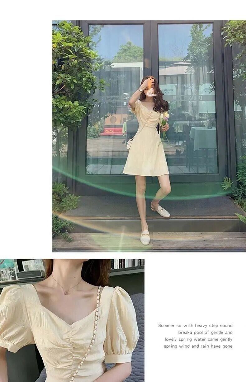 French style Platycodon grandiflorum first love sweet small inspirational skirt puff sleeve backless 2021 new dress for women Summer