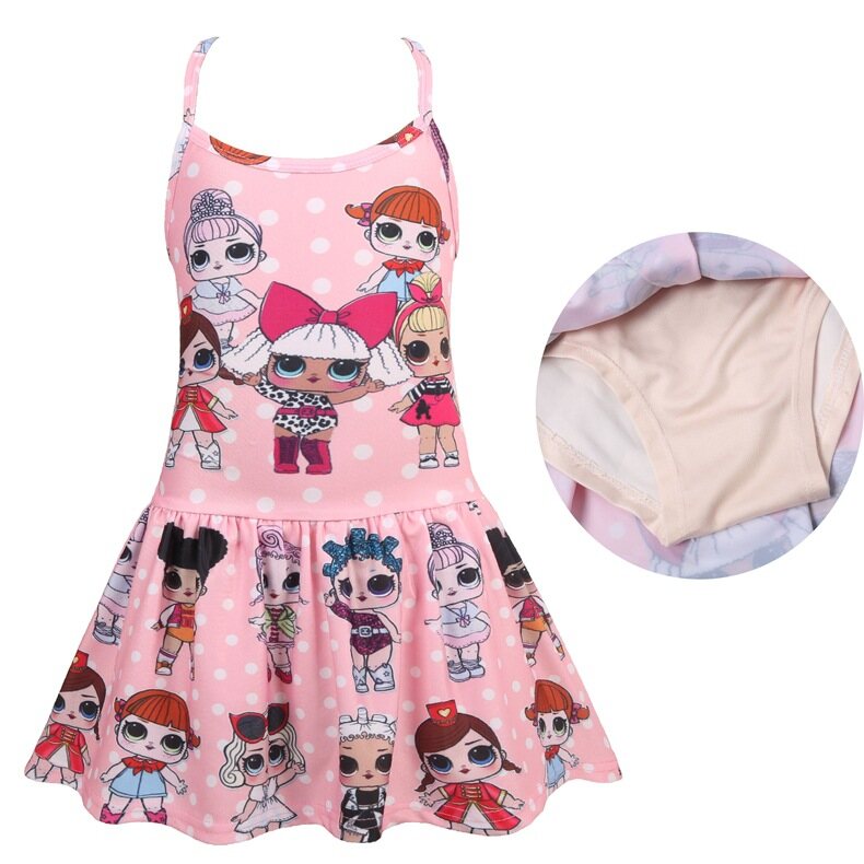 L-ol Surprise Doll One-piece Swimwear Cartoon for Kids Girls Baby Strap Swimsuit One-Piece Baby Sunscreen Surfing Suit 0349