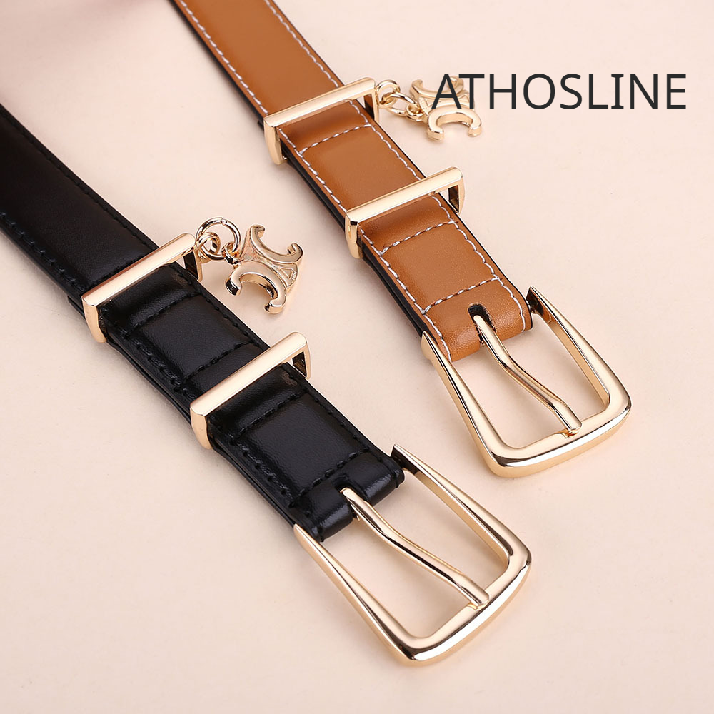 Athosline celinee Thắt lưng nữ với hộp quà Tặng thương hiệu sang trọng khóa cài thắt lưng thiết kế Hàn Quốc thiết kế mặt dây chuyền chính hãng thắt lưng bằng da cho quần jean với Hộp Quà Tặng Thắt lưng nữ
