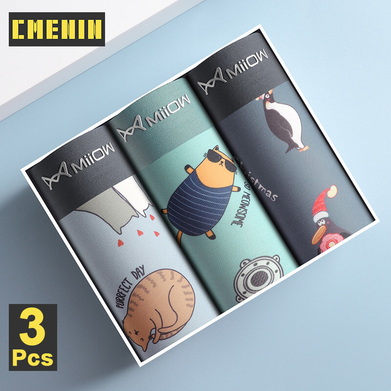 CMENIN 3Pcs พิมพ์สัตว์เซ็กซี่กางเกงในชายกางเกงบ็อกเซอร์กางเกงขาสั้นผ้าฝ้ายอินทรีย์นุ่มกางเกงชั้นในชายนักมวยกางเกงในชาย Boxershorts M1603 ราคา 341 บาท*ส่งฟรี