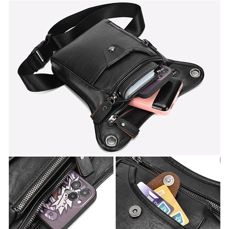 {hot} Vintage Leather Waist Pack Drop Leg Bag For Men Women Belt Hip Bum Multi Purpose Motorcycle Bike Outdoor Hiking Camping