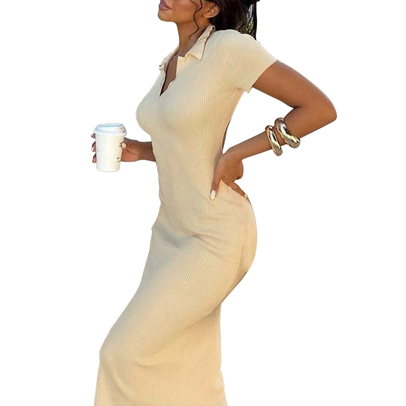 Magiclady đầm gân thời trang người lớn đầm xẻ tà ve áo ngắn tay hở lưng buộc dây cho người lớn đầm xẻ tà cho nữ