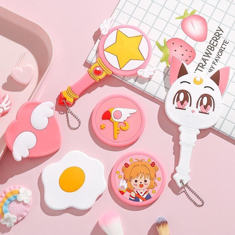Gương Trang Điểm Nhựa Dẽo Hình Tròn Chống Trượt Nhiều Họa Tiết Siêu Cute - kireicos