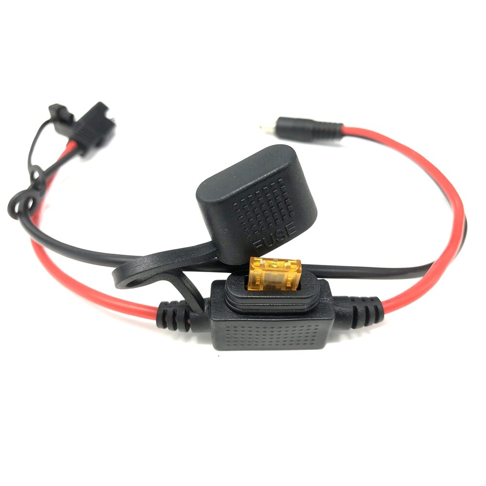 SAE To DC5521 DC 5.5mm X 2.1mm Coax 15AWG Cable Motorcycle Heat Clothing Adapters 14AWG 30CM 5A Fuse