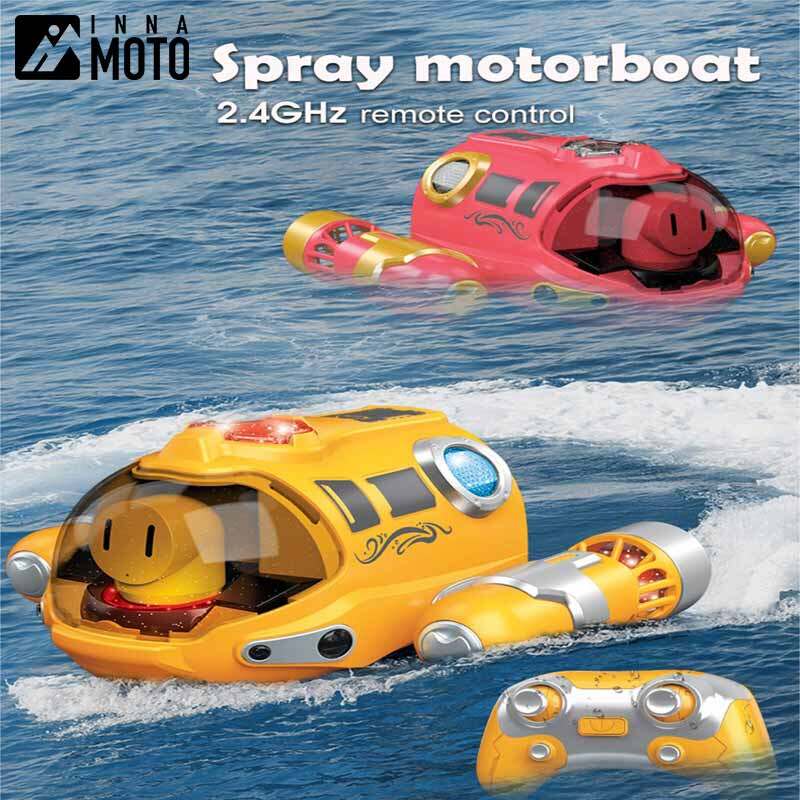 2.4G Mini RC Boat With Spray Light Waterproof Rechargeable Electric Remote Control Speedboat Gifts Water Toys for Children Gift Summer Water Pool Toys Birthday Gift ราคา 878 บาท*ส่งฟรี