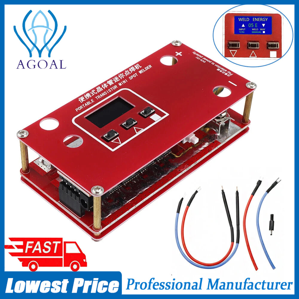 Máy Hàn Điểm Mini Tự Làm Pin 18650 Agal, Cung Cấp Năng Lượng Hàn Với 2 Cáp Nguồn Và Màn Hình LCD