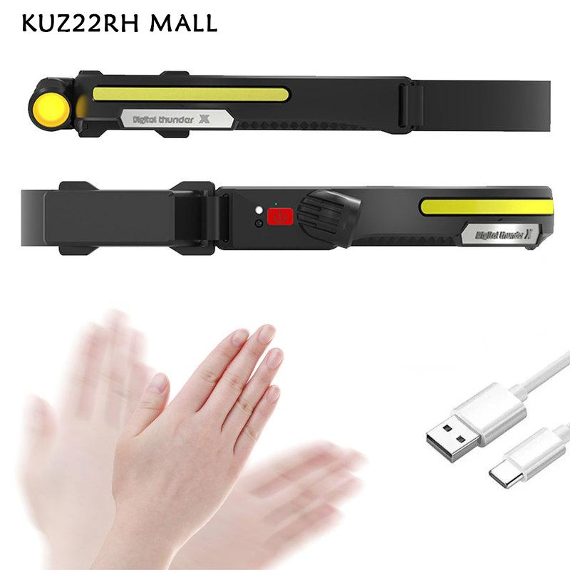 KUZ22RH MALL Băng Đô LED Đèn Pha COB + XPE Đèn Pin Đội Đầu LED Chống Nước IPX5 Với 4 Chế Độ Chiếu Sáng Và Băng Đô LED Cảm Biến Thông Minh Dải Đèn Đội Đầu Có Thể Điều Chỉnh