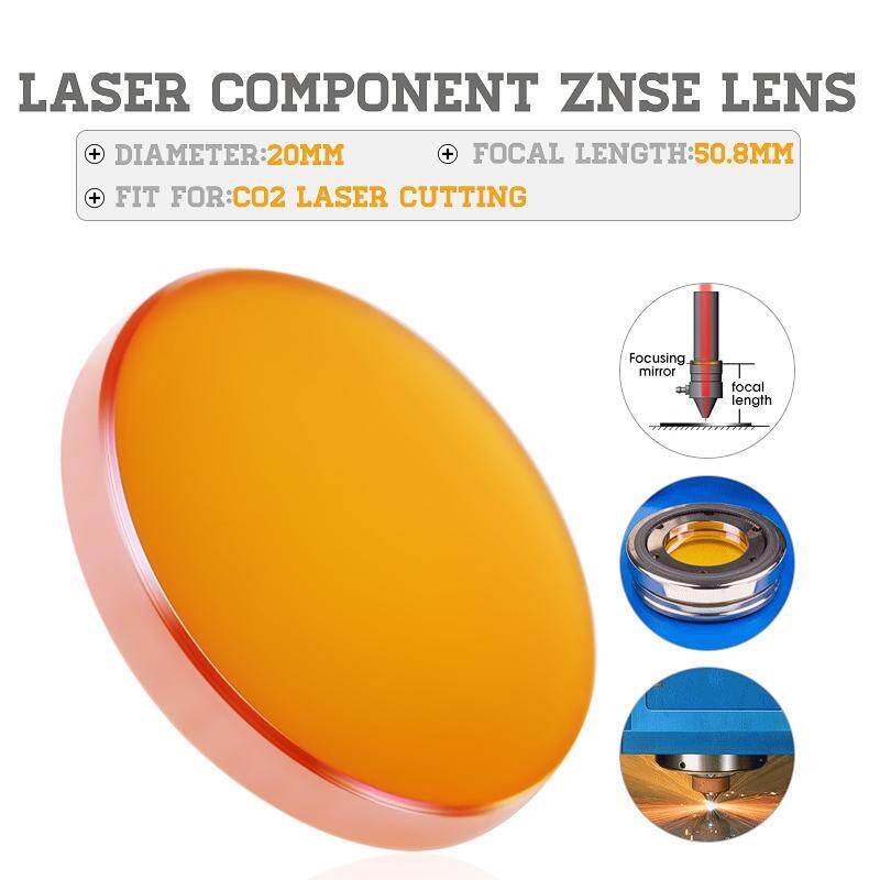 Thành phần ống kính tiêu cự znse dia 20mm fl 50.8mm thấu kính hội tụ laser co2 f50.8 gương hội tụ máy cắt cho máy khắc laser co2