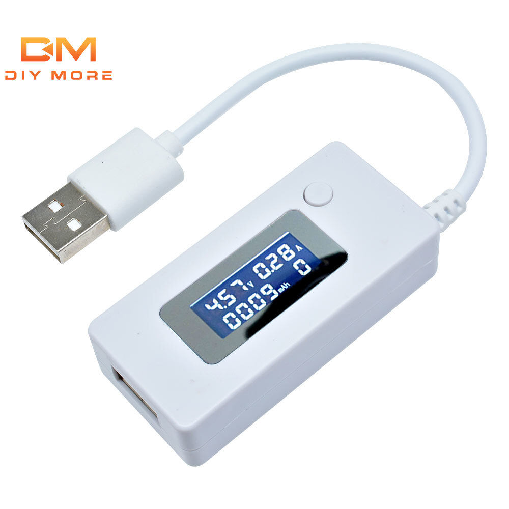Diymore máy dò vôn kế usb lcd ampe kế máy đo công suất sạc di động màn hình sạc điện áp dòng điện kèm cáp usb