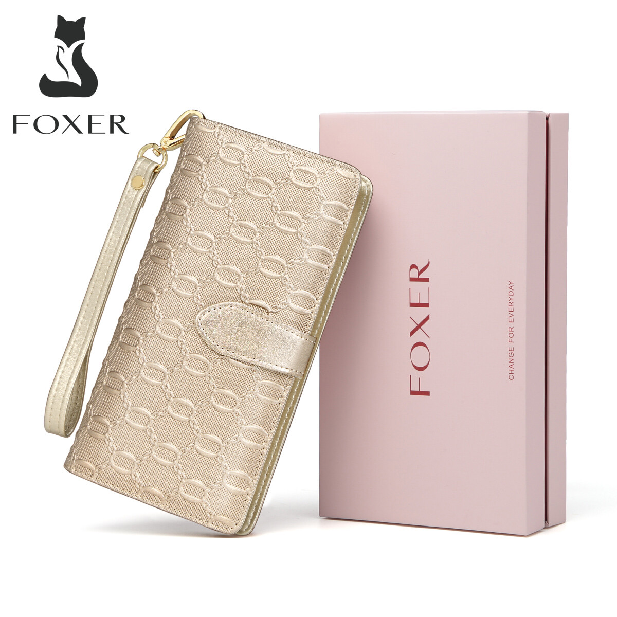 Ví da nữ Foxer ví gấp ba lần Ví dài ly hợp Ví đựng thẻ