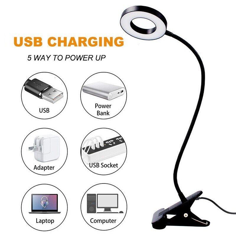 48 Led bảo vệ mắt Clip Đèn Đọc đèn bàn USB mờ vòng cho nhiếp ảnh 3 màu đèn vòng tròn cho Trang điểm làm đẹp