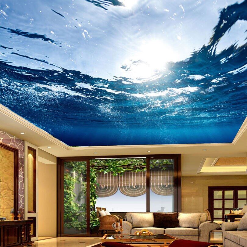 Giấy dán tường tranh tường 3d treo trần thế giới dưới nước tùy chỉnh tự dính miếng dán tường trang trí nhà phòng ngủ tv tường phòng khách
