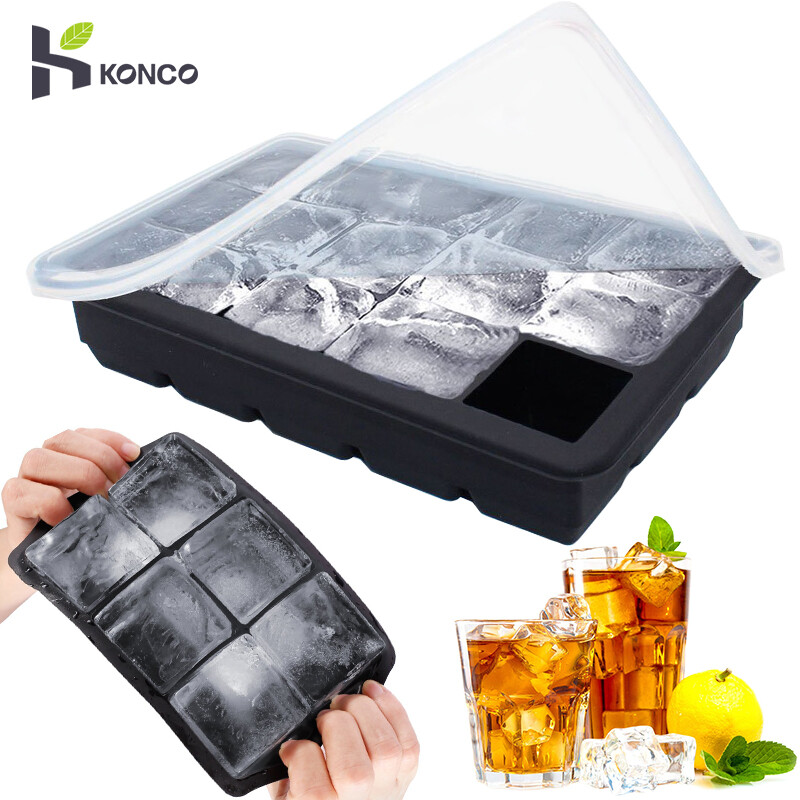 Konco 6/15 grids Silicone Ice Cube Maker Form For Ice Candy Cake Pudding Chocolate Molds Easy-Release Square Shape Ice Cube Trays Molds ราคา 102 บาท*ส่งฟรี