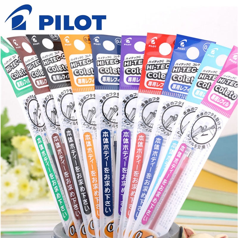 15pcs/lot pilot lhkrf-10c4 hi-tec-c coleto gel multi pen refill - 0.4mm black/blue/red/ 15 colors available