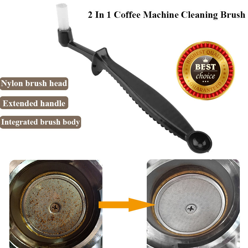 2 trong 1 cà phê máy bàn chải cọ rửa làm sạch cà phê espresso nhóm đầu nylon bàn chải cọ rửa làm sạch cà phê bám bẩn dụng cụ vệ sinh