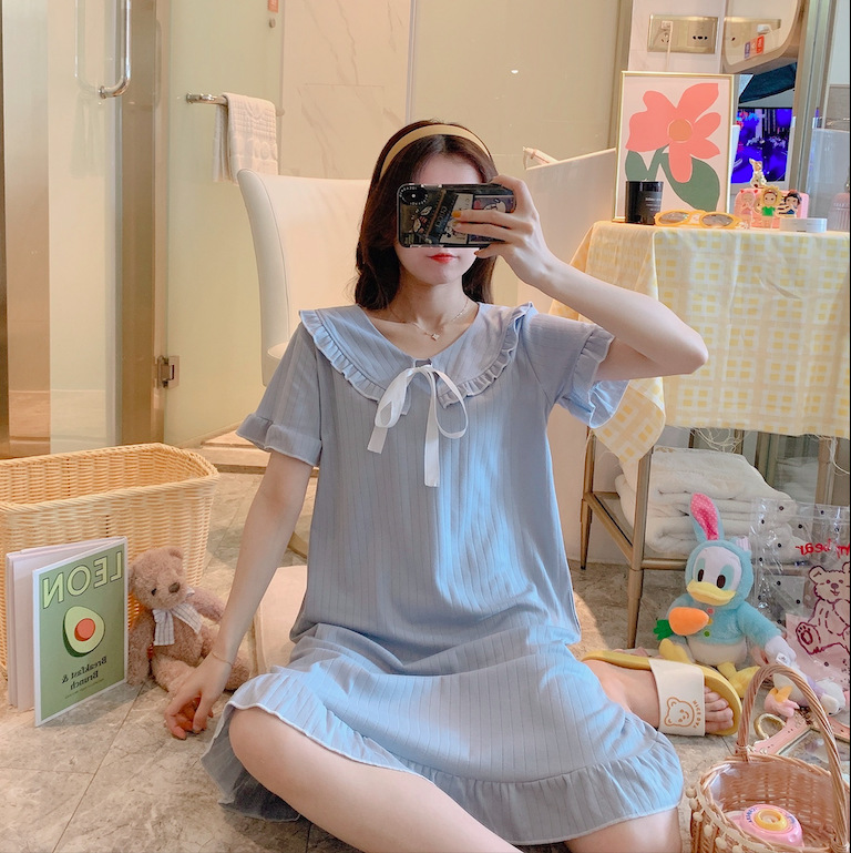INTIMA Cotton Night Dress for Women Sweet Casual Sleepwear Girl's Short  Sleeve Loose Plus Size Pyjamas for Women Sale Baju Tidur Wanita | Lazada PH