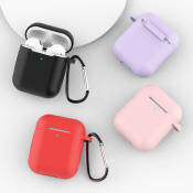 Pink Silicone Airpods Case with Buckle for Gen 1-3