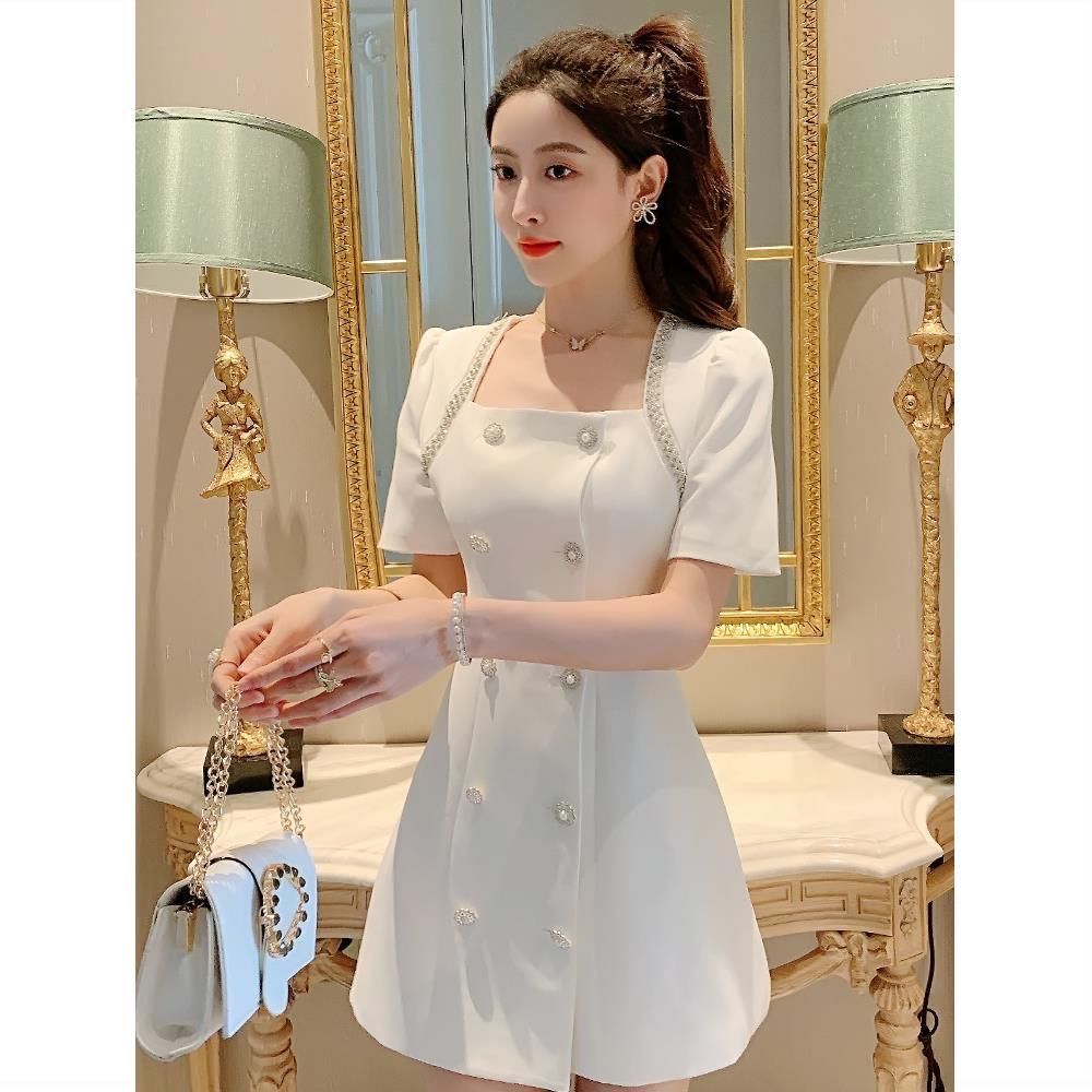 Đầm trắng ngắn cá tính kiểu pháp cổ mới mùa hè
