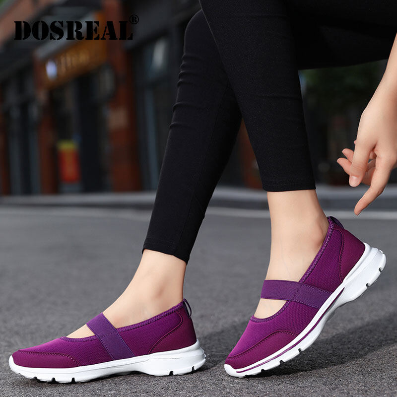 DOSREAL Giày Bệt Cho Phụ Nữ Trượt Trên Giày Thể Thao Giày Đế Bằng Nữ Giày Sneaker Thoáng Khí Giày Đi Bộ Cho Phụ Nữ Hàn Quốc Giày Nữ Đơn Giản Cỡ Lớn 35-42