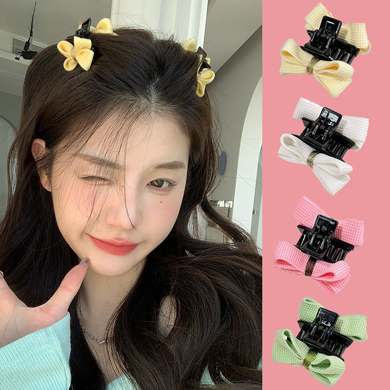 2 cái kẹp tóc thời trang mới nhỏ gắn nơ cá mập Clip 4 màu sắc bị hỏng kẹp tóc cho cô gái tóc phụ nữ Phụ Kiện