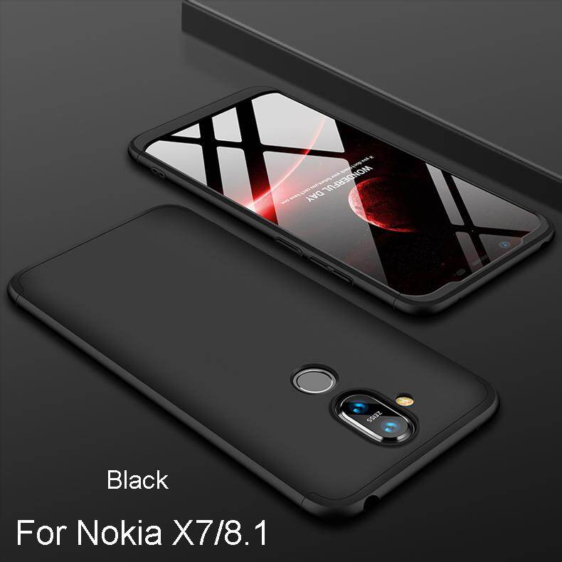 【Lazashow】For Nokia 8.1/X7 3 in 1 Combo 360° Full Protection Hard PC Phone Case Cover