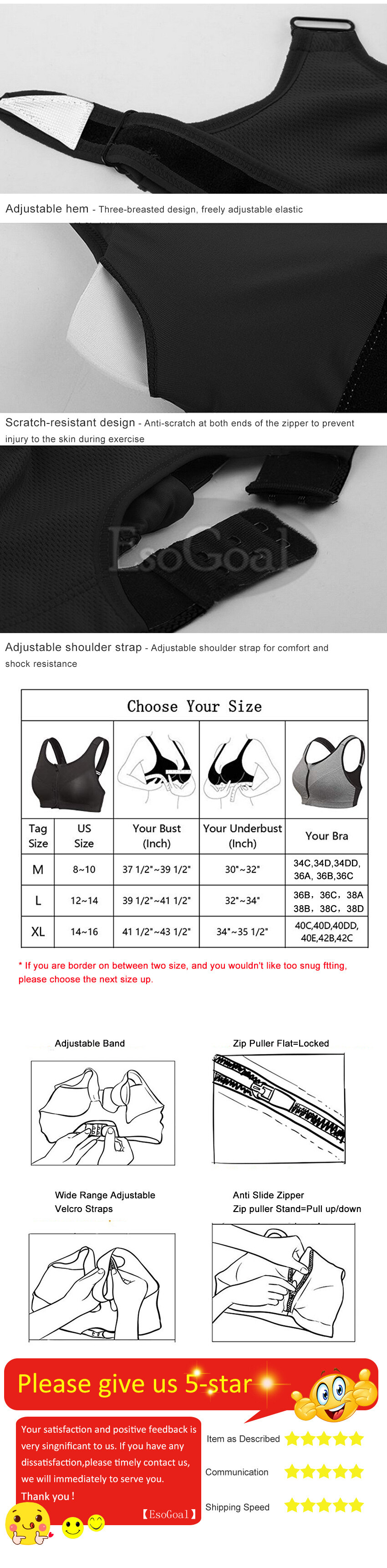 Sport Fashion Push Up Bra Sexy Bra Women Convenient Front Zipper Sports