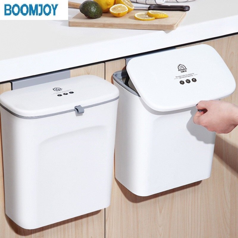 BOOMJOY THÙNG RÁC TREO Nâng Cấp Thùng Rác Gắn Tường 7/9L Thùng Rác Có Nắp Thùng Rác Treo Cửa Tủ Rác Thùng Rác Tái Chế