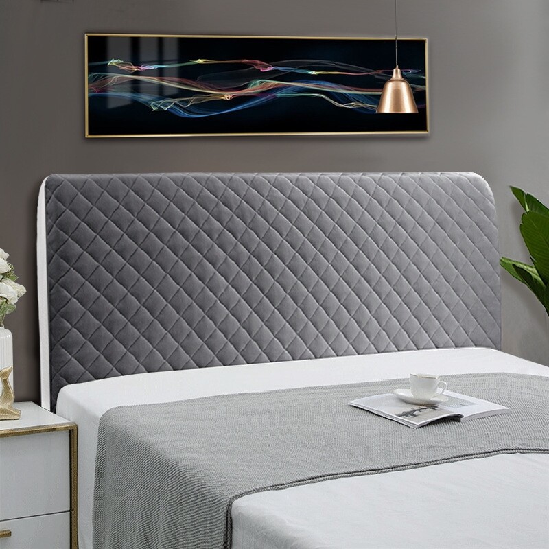 Bọc Đầu Giường Bao Gồm Tất Cả Bọc Đầu Giường Dày Màu Trơn Bằng Vải Nhung Tấm Bảo Vệ Chống Bụi Lưng Giường Mềm Sang Trọng