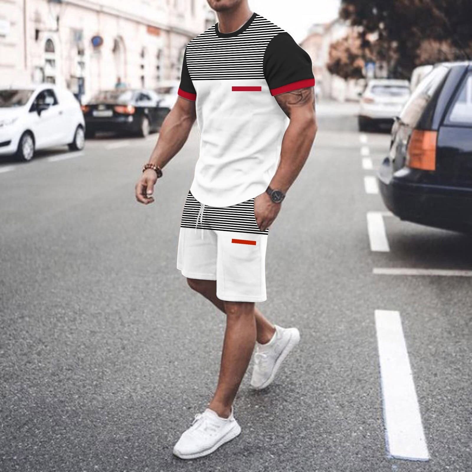 {hot} Men 39;s Summer Tracksuit 2 Piece T Shirt Shorts Outfits Set Sports Jogging Suit Casual Streetwear Oversized Fashion Clothing Male