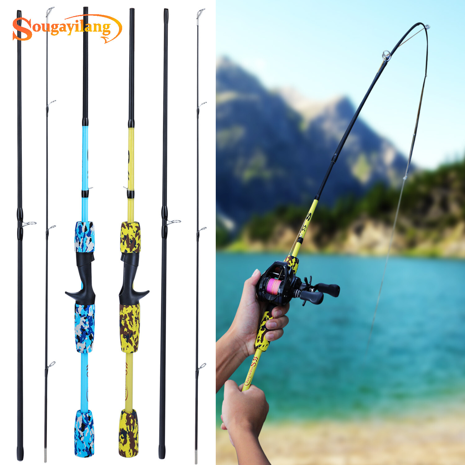 Sougayilang Spinning Casting Tay Lure Fishing Rod Carbon Cực Canne Cá Chép Bánh Reel Seat Feeder Siêu Nhẹ Mini Travel Surf 1.7M