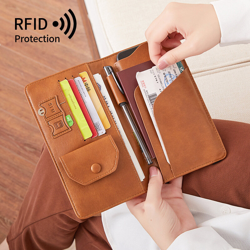 Phụ nữ dài túi đựng hộ chiếu RFID dung tích lớn Ví Di động Túi du lịch