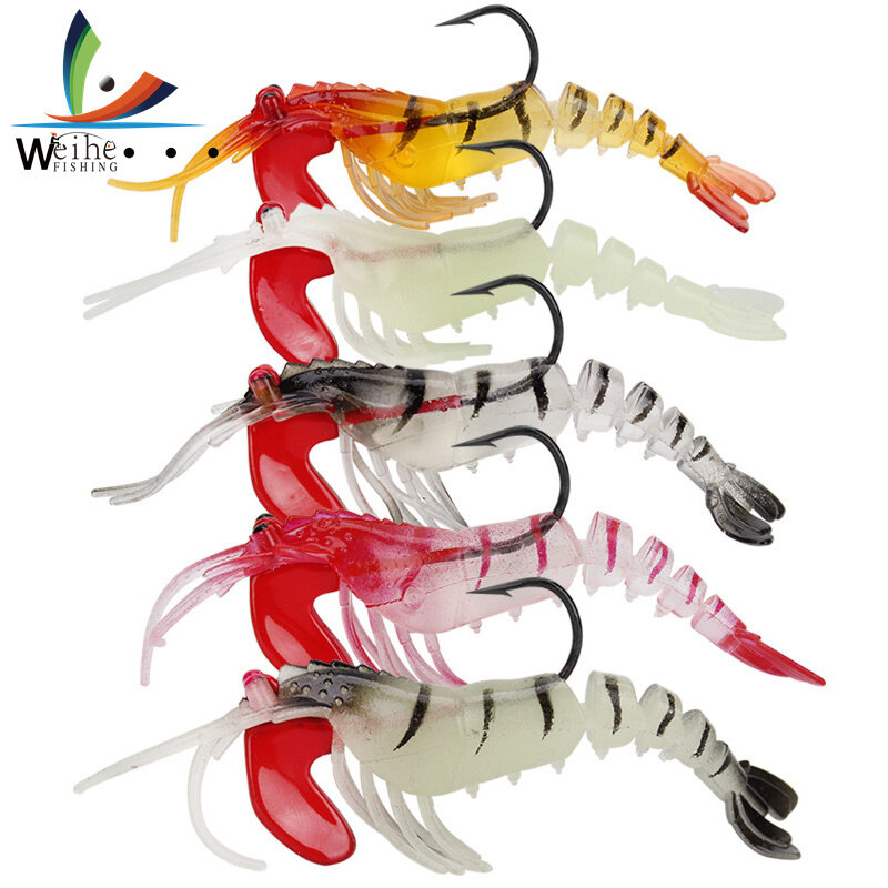 Weihe 5 cái mồi câu tôm mềm dạ quang mồi câu 11.5cm 12g mồi câu cá biển
